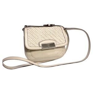 Coach Kristin Woven Leather Ivory Crossbody Bag W 8.5’ X H 8’ X D 2’